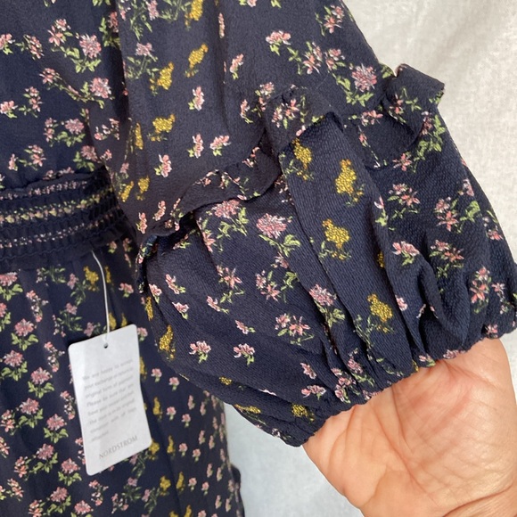 MAX STUDIO DARK BLUE,PUFF SLEEVE SMOCKED
EMPIRE WAIST DRESS. Size M - Picture 5 of 15